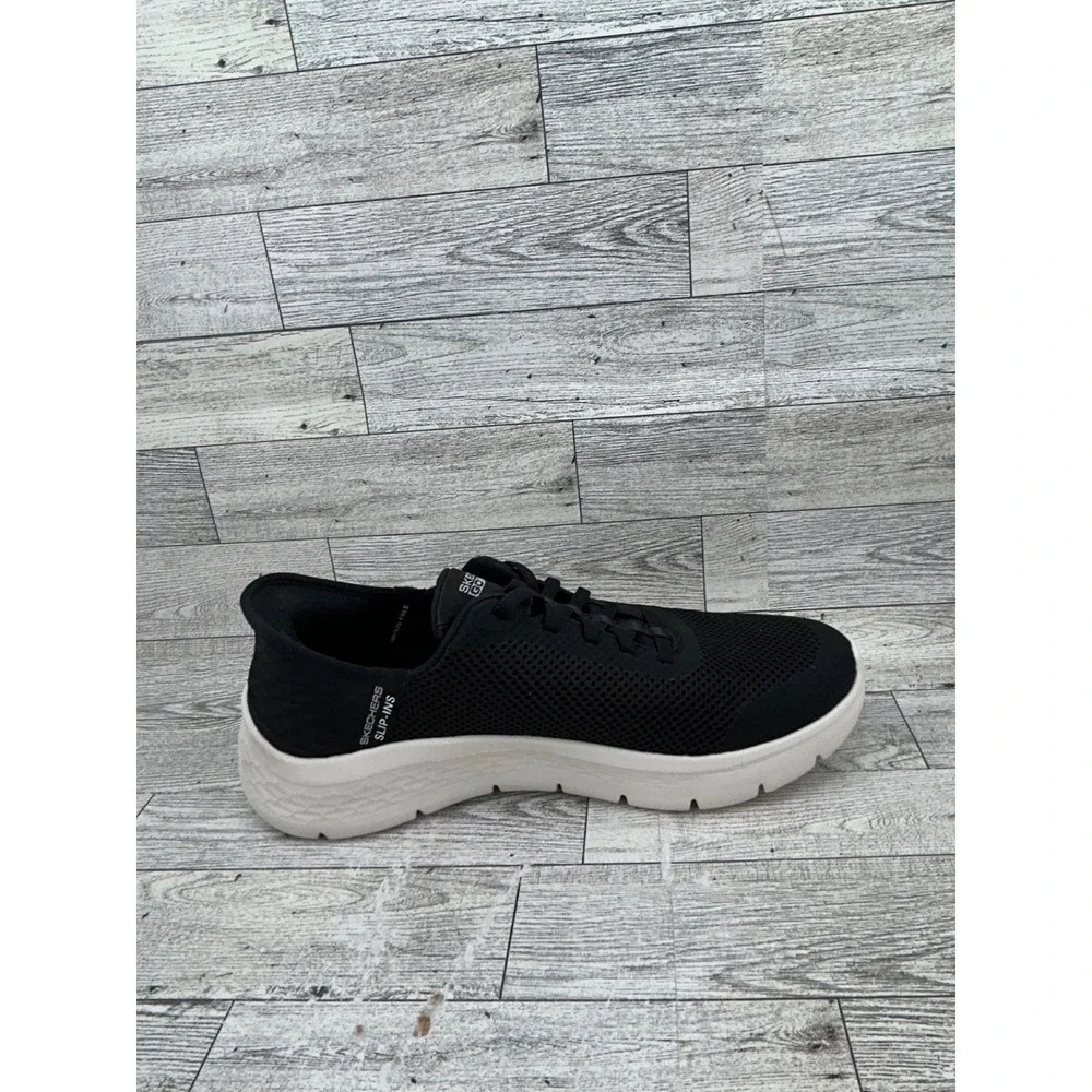 Skechers GoWalk Slip-Ins Women 8 Black White Mesh Walking Shoes 124836W Wide Fit